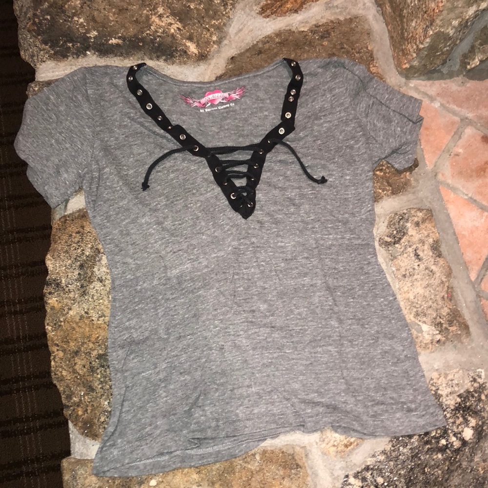 Laced Up Grey T-Shirt